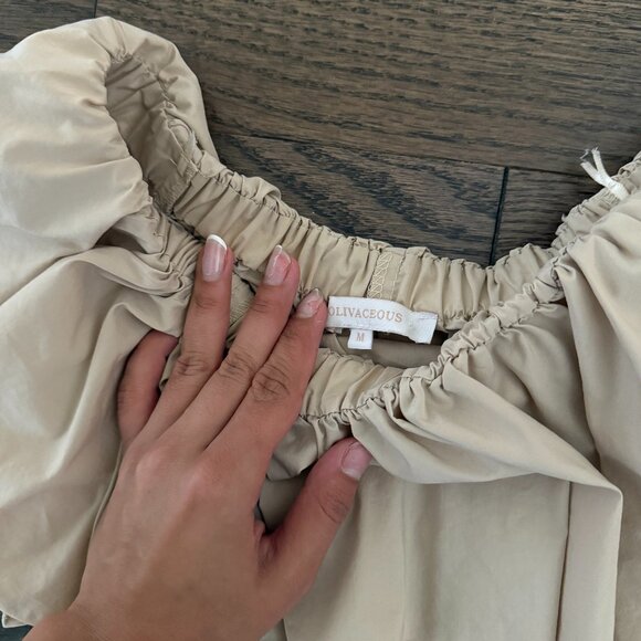 Beige Ruffled Crop Top - Picture 2 of 5